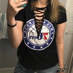 Express 76ers Lace-up Shirt - Black